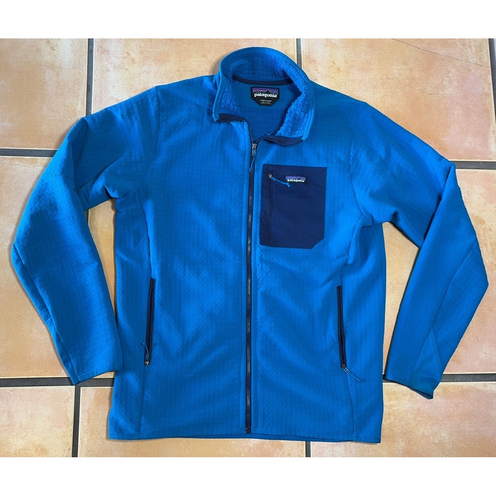 Patagonia Men's Large R2 TechFace Blue Zip Jacket Stretch Hiking Outdoor